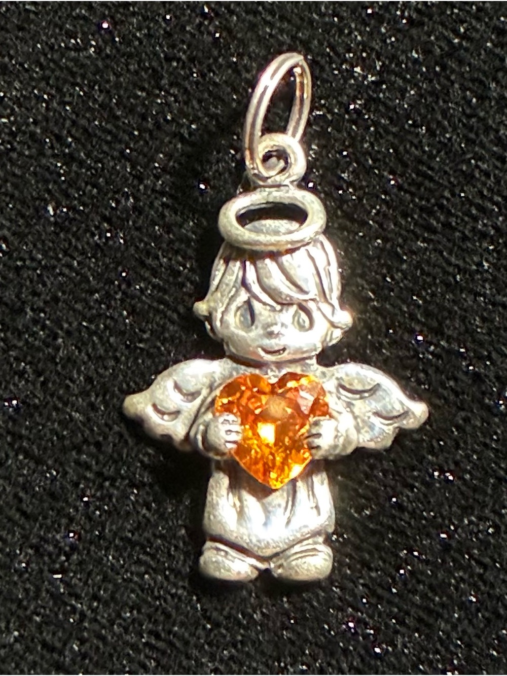 Vintage Precious Moments Angel Orange Heart November Birthstone Charm